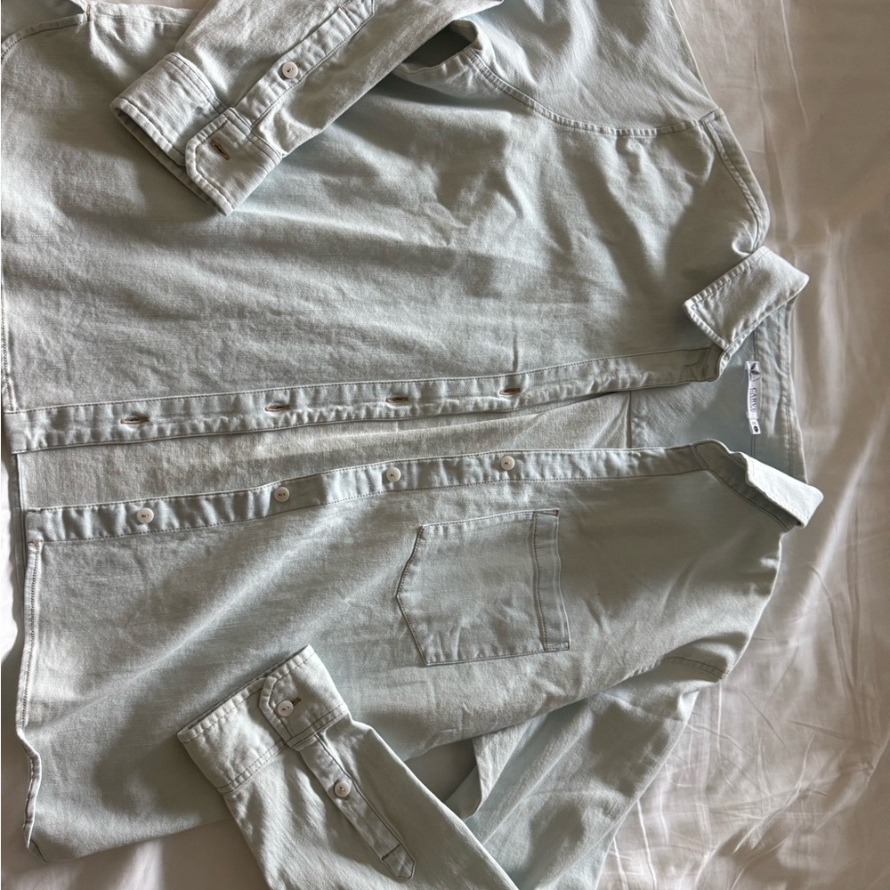Carve Designs Women's Button-Down Shirt in Light Gray
